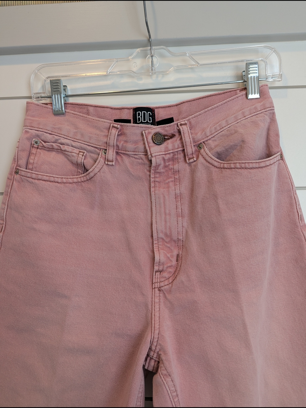 BDG Huge & Wide Jean Washed Rose Pink Size 28 High Rise Spring Denim Rigid - Picture 4 of 13